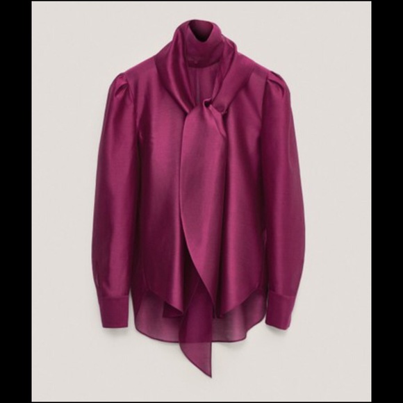 ISO Massimo Dutti Organza Bow Neck Blouse - Picture 2 of 2
